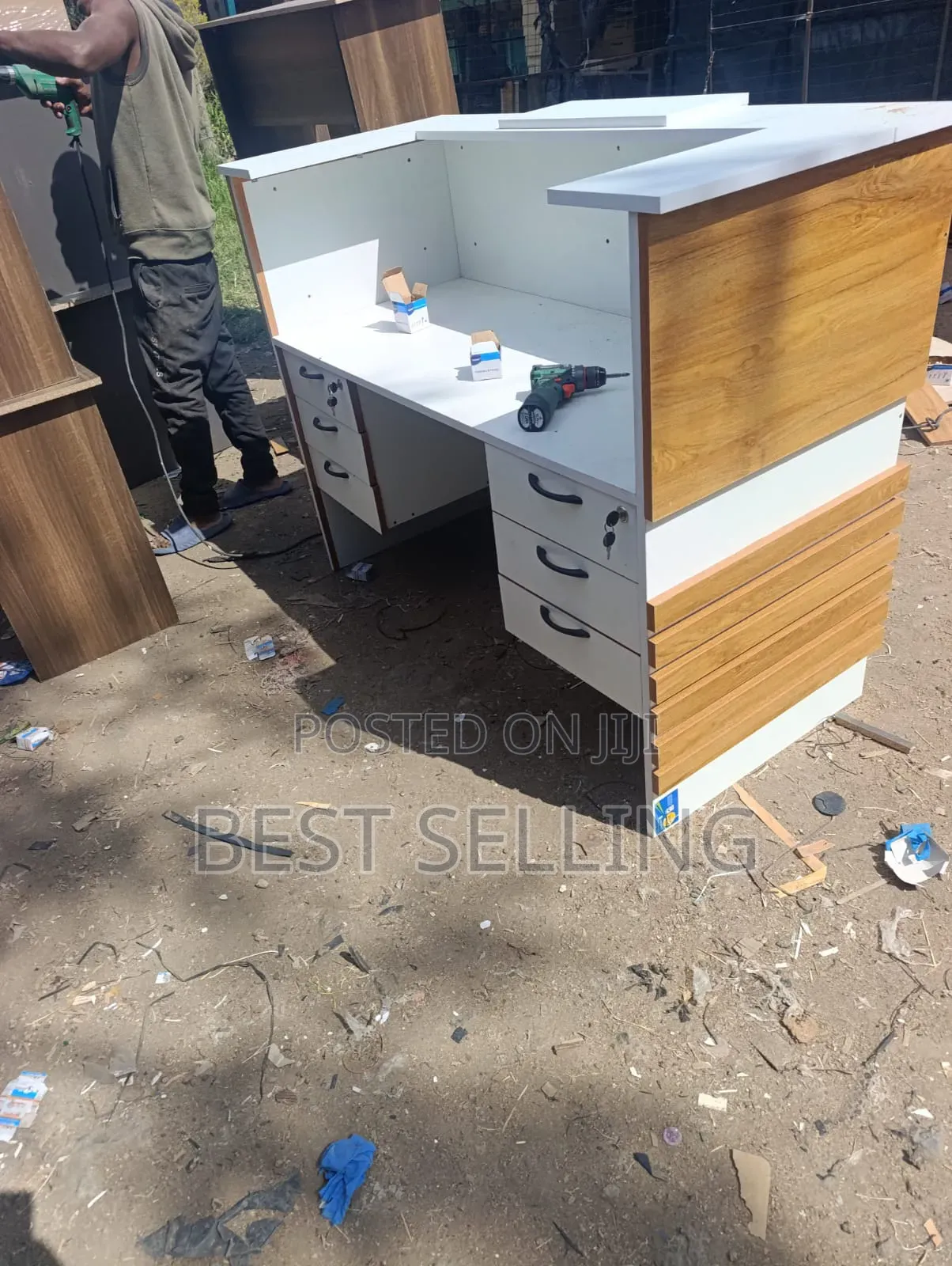 2 Side Drawers Reception Desk