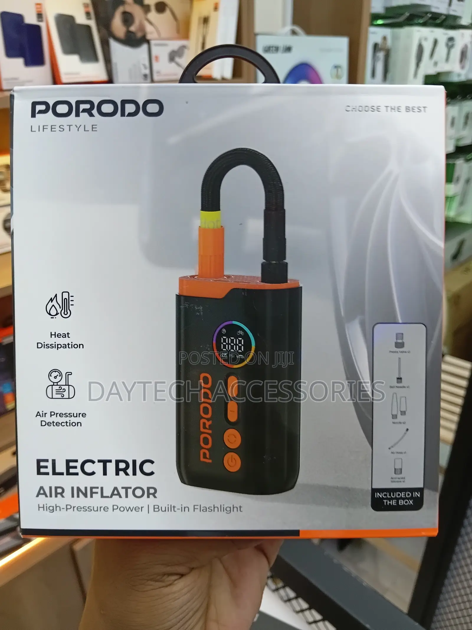 Porodo Electric Air Inflator High Pressure Built-in Flashlight