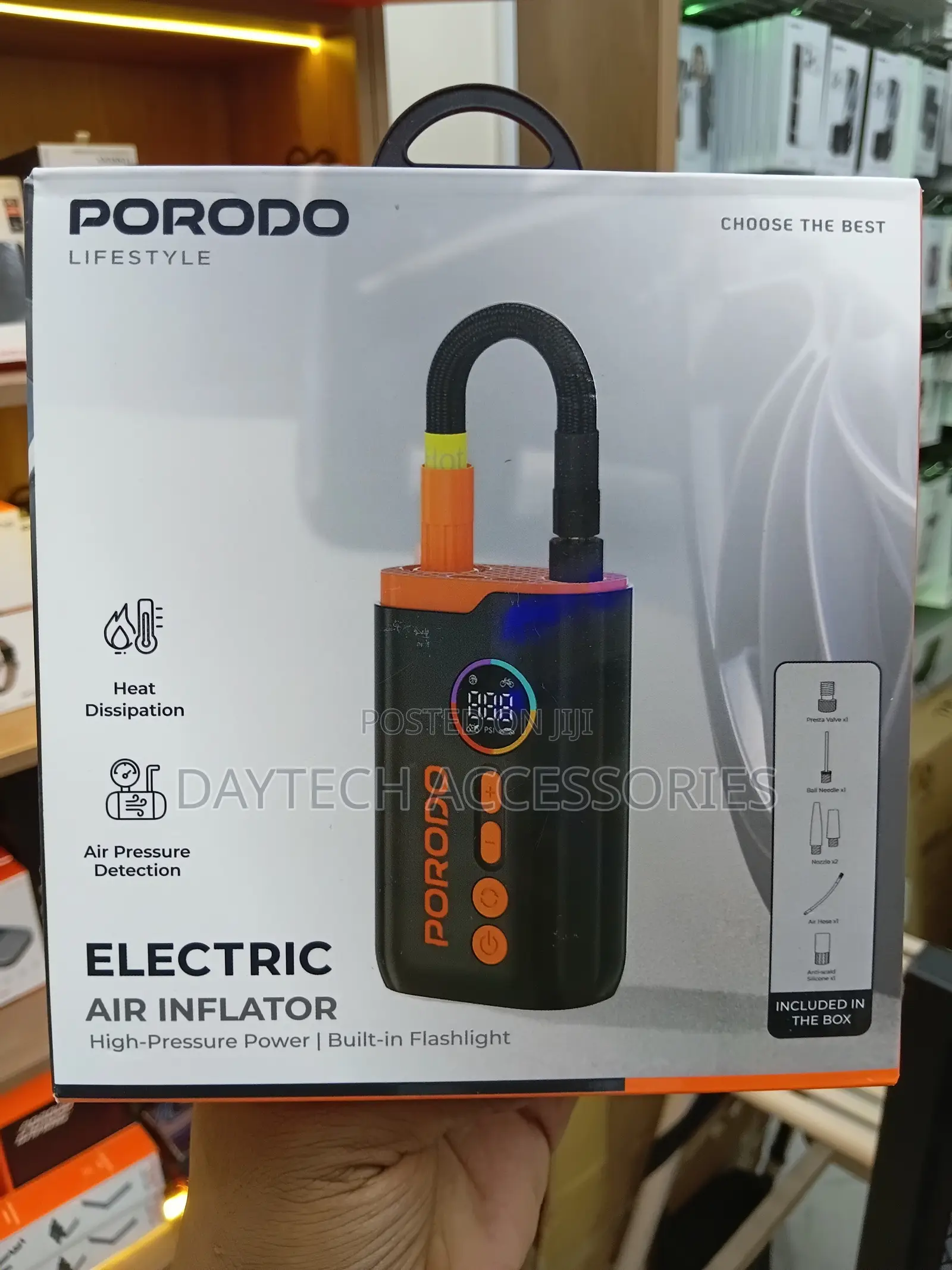 Porodo Electric Air Inflator High Pressure Built-in Flashlight