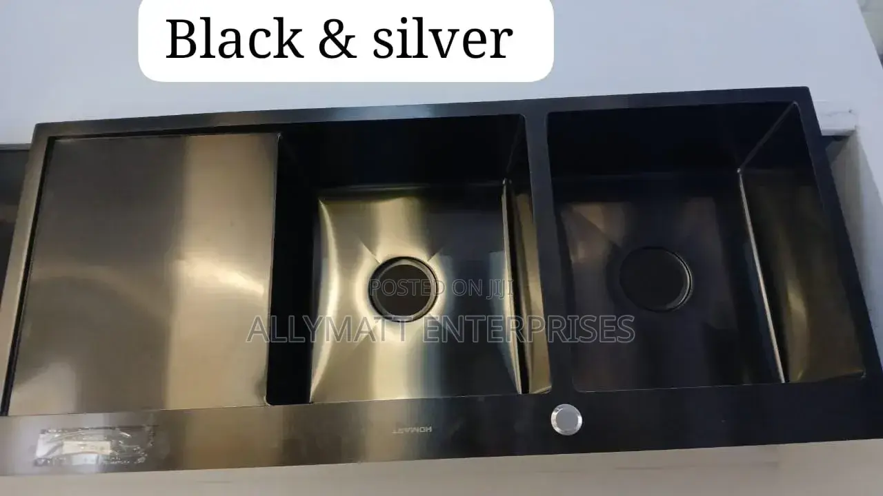 Black Stainless Double Bowl Single Drain Kitchen Sink