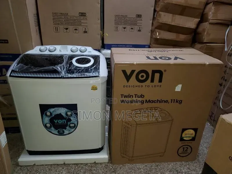 Whitish New Von 11kgs Twin Tub Washing Machine