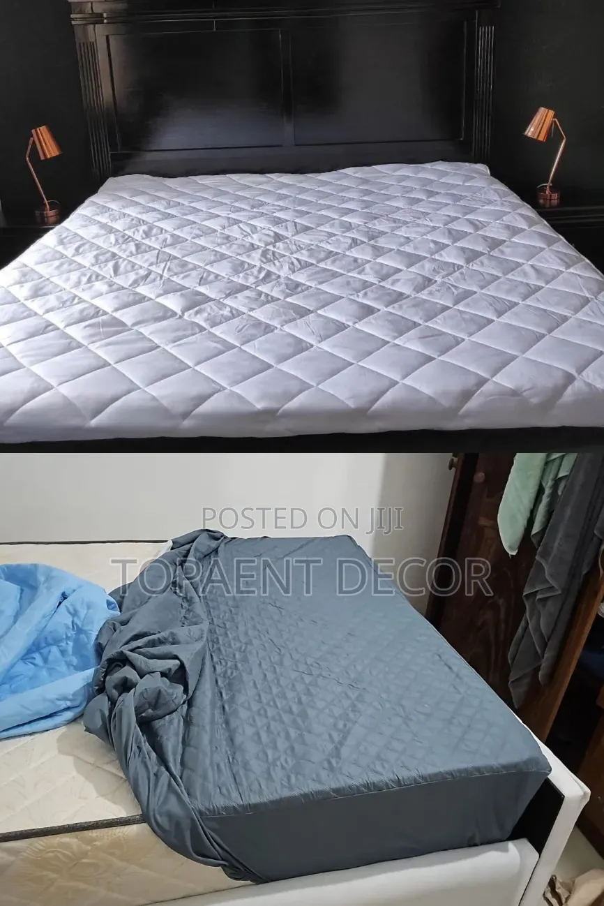 Grey and White Queen Size Bed,Fitted Mattress Protectors