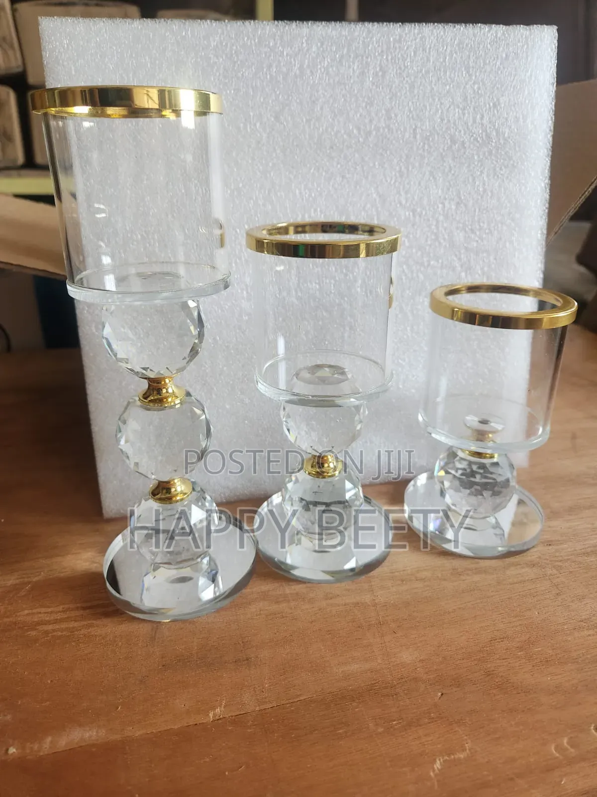 Crystal Glass Candle Holder Set