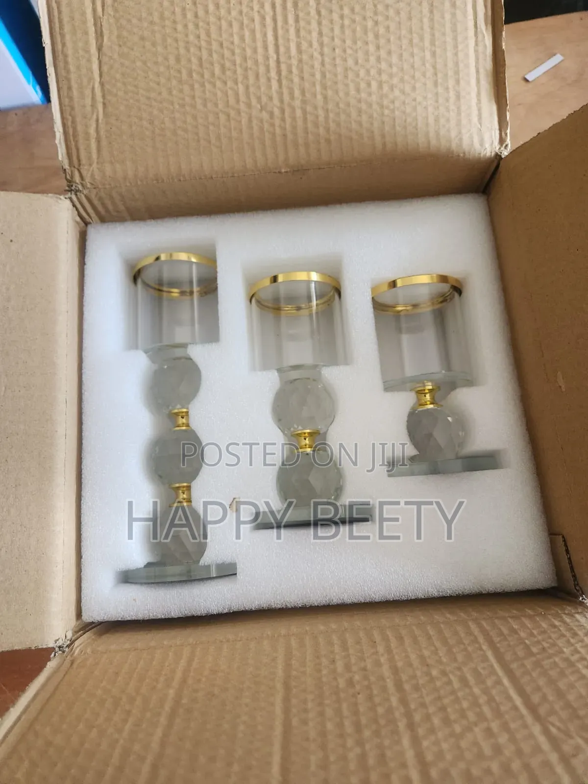 Crystal Glass Candle Holder Set