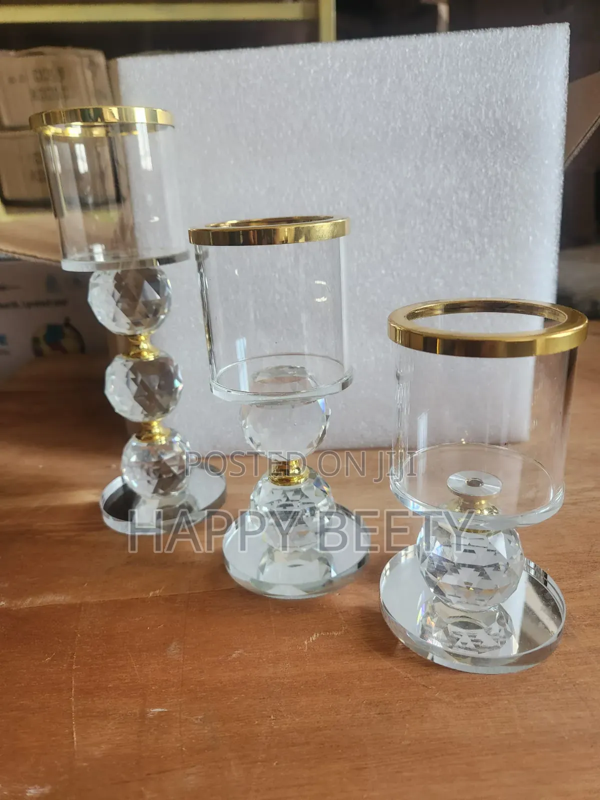 Crystal Glass Candle Holder Set