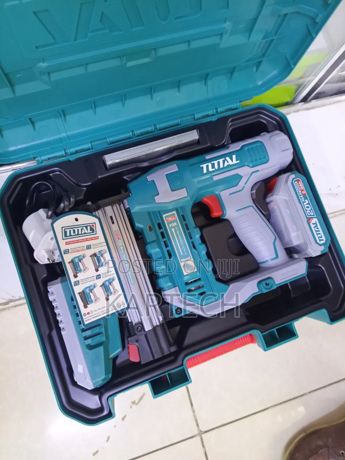 Total 20v Lithium-Ion Rechargeable Cordless Brad Nailer Kit