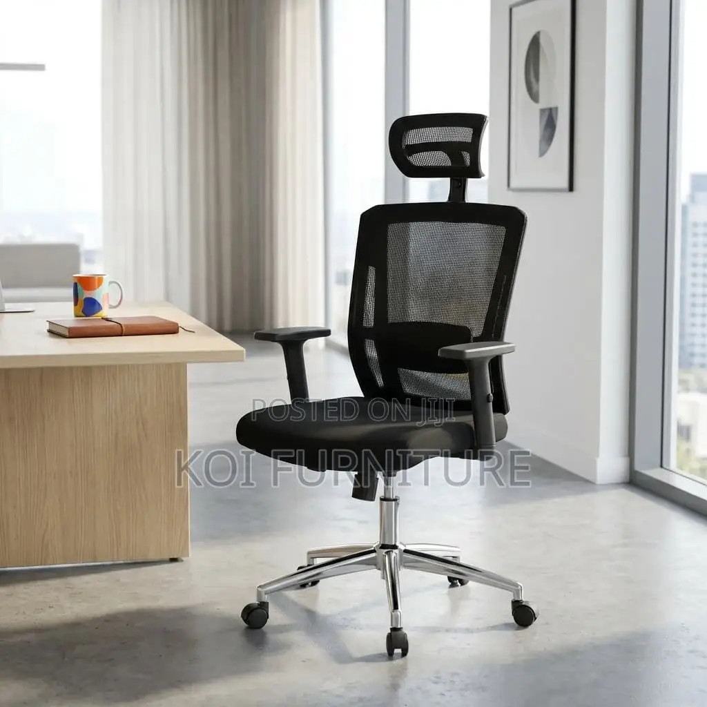 Office Chair : Black High-Back Ergonomic Office Chair