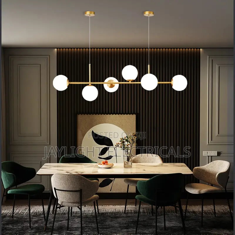 Gold Pendant Chandelier Light Dining Room Glass Ball Pendant Light