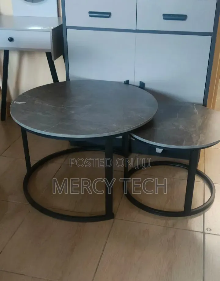 Grey Nesting Coffee Table Marble Effect (Mdf)