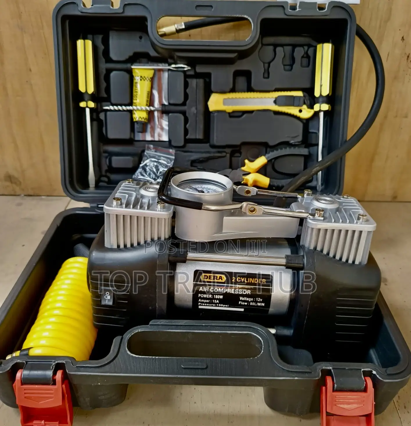 Dera 2 Cylinder Mini Air Compressor/Tyre Inflator 180w 80l/Min