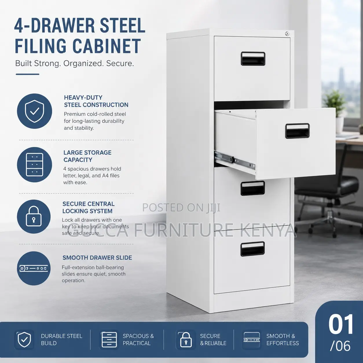 4-Drawer Filling Cabinet.