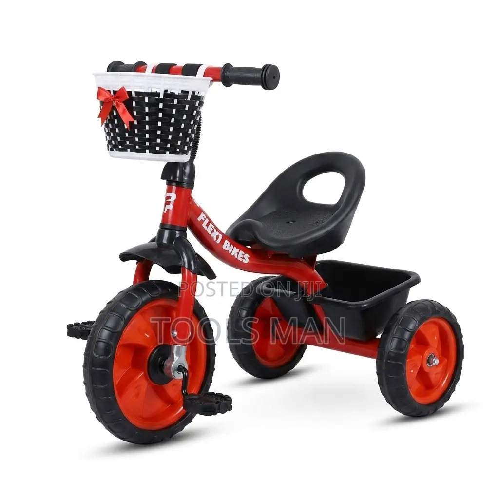 2-4 Yrs Flexi Bikes Durable Kids Tricycle -Basket 3-Wheel Ride-on Bike