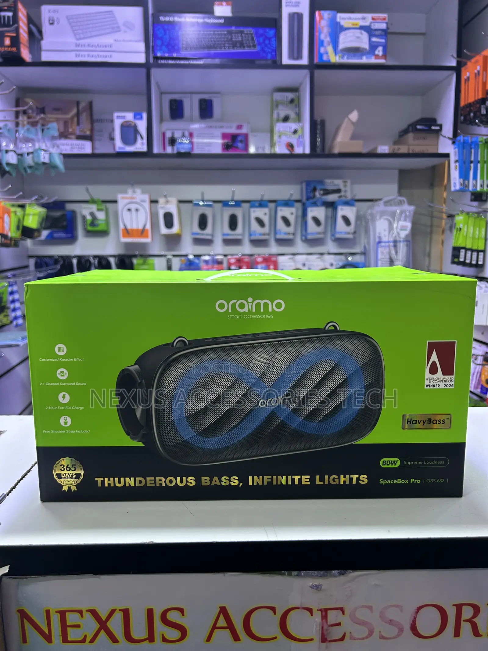 Oraimo Spacebox Pro 60w Bluetooth Speaker – Deep Bass, RGB Lights
