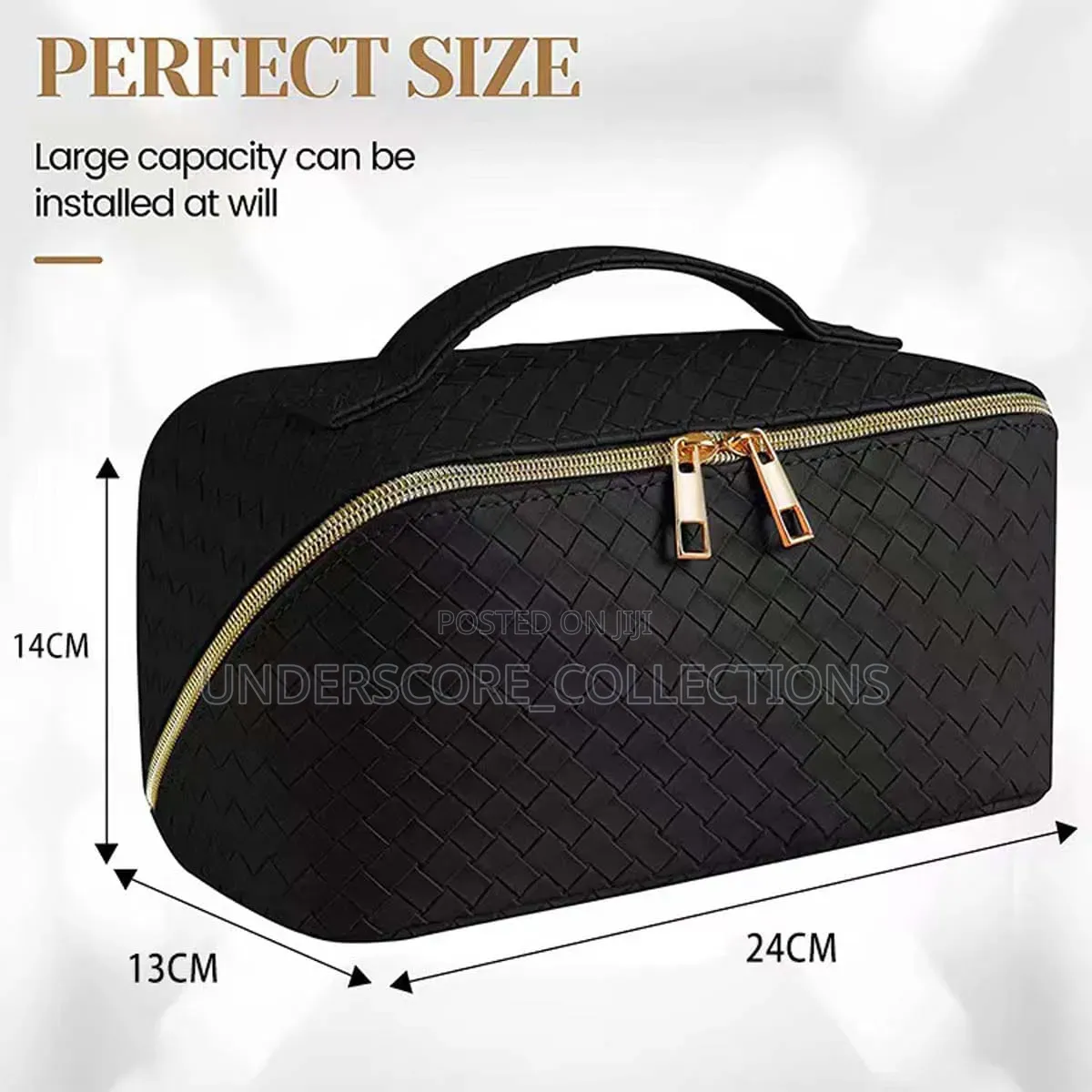 *Woven Texture Cosmetic Bag High Appearance Level Large Capacity