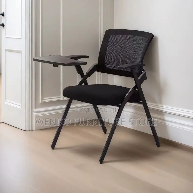 Office Chairs; Foldable Black Office School Seat With Write Pad