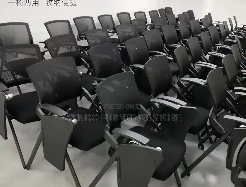 Office Chairs; Foldable Black Office School Seat With Write Pad