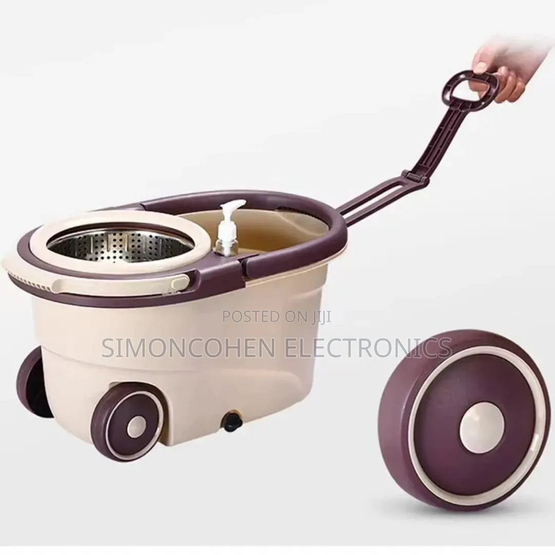 360° Spin Mop With Bucket Dehydration Basket(Comes With 2 Mop Heads)