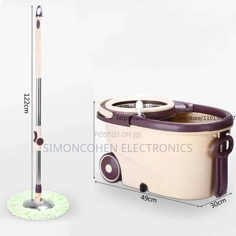 360° Spin Mop With Bucket Dehydration Basket(Comes With 2 Mop Heads)