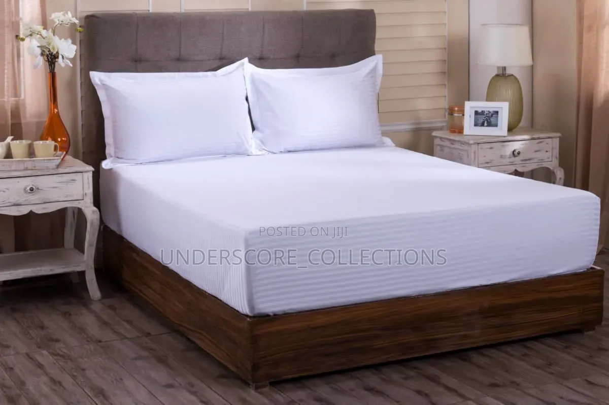 Cotton Stripped *White* Bedsheets *2* Bedsheets *2* Pillowcases