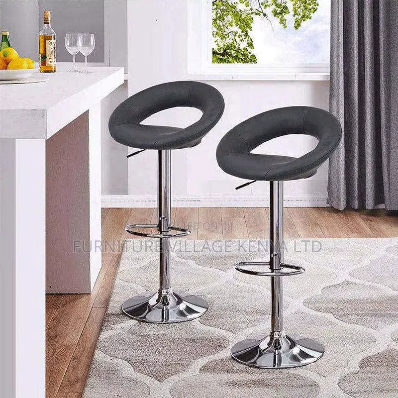 Adjustable Leather Barstool.