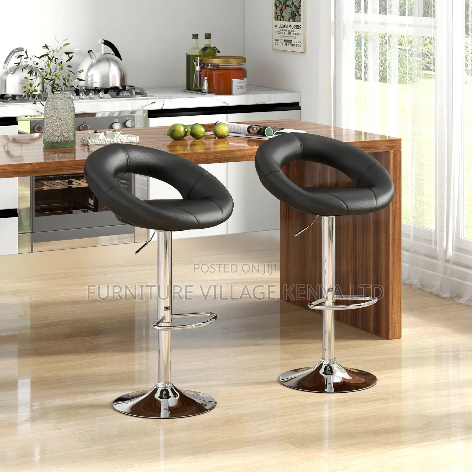 Adjustable Leather Barstool.