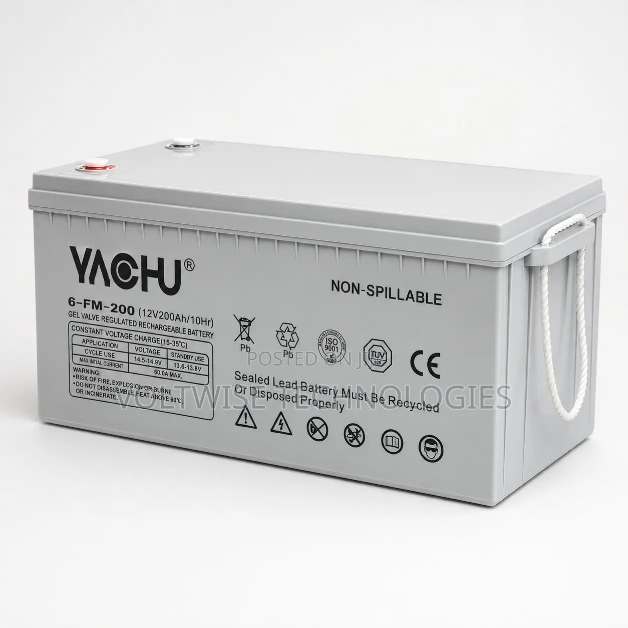 Yachu 12v 200ah Gel Battery – 6-Fm Non-Spillable Deep Cycle Battery