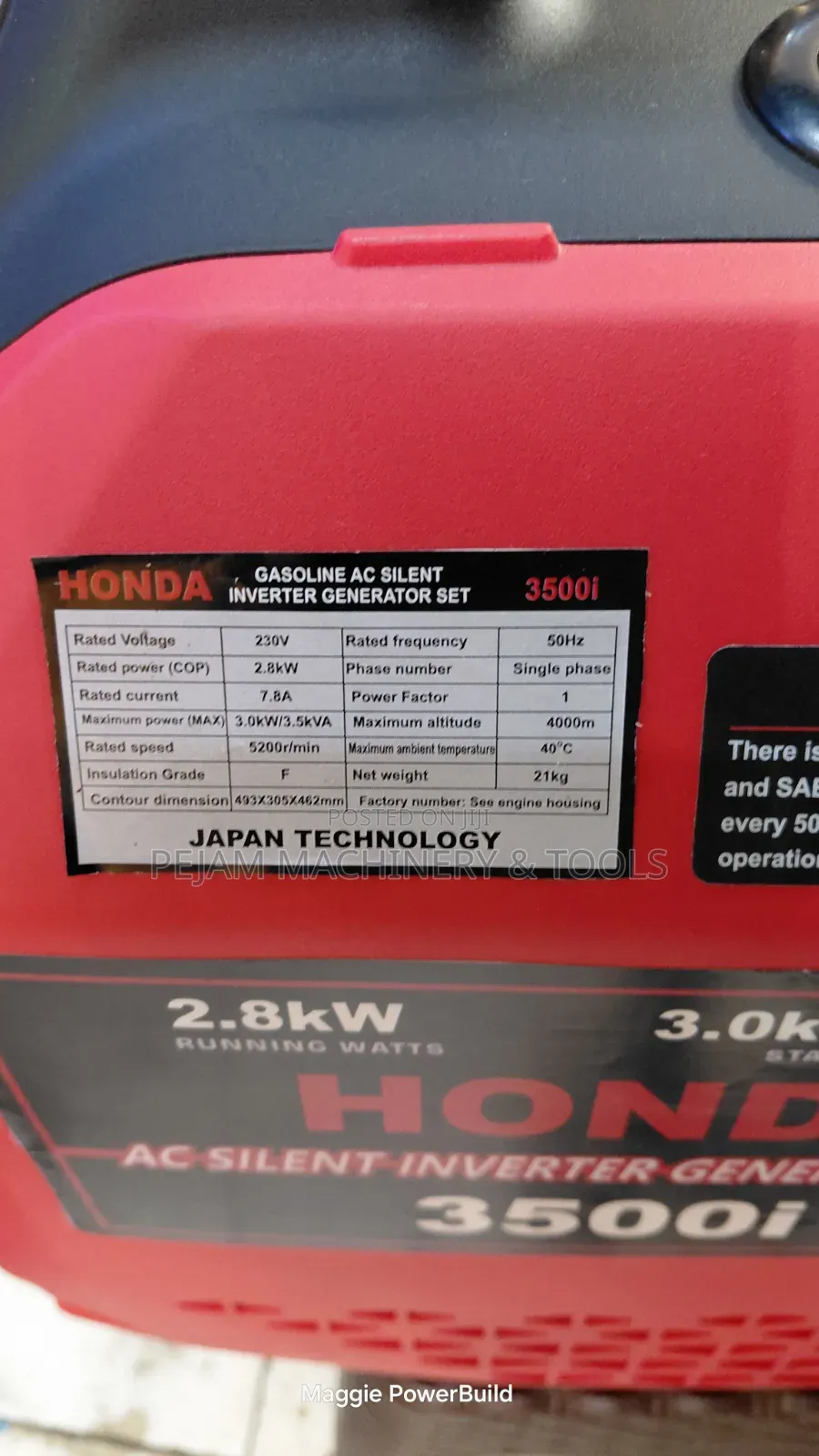 Honda 3.5kva Ac Silent Inverter Generator Set 3500i
