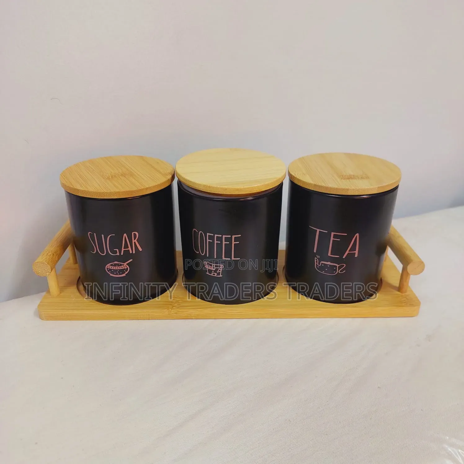 Tea Set Cannister With Bamboo Tray
