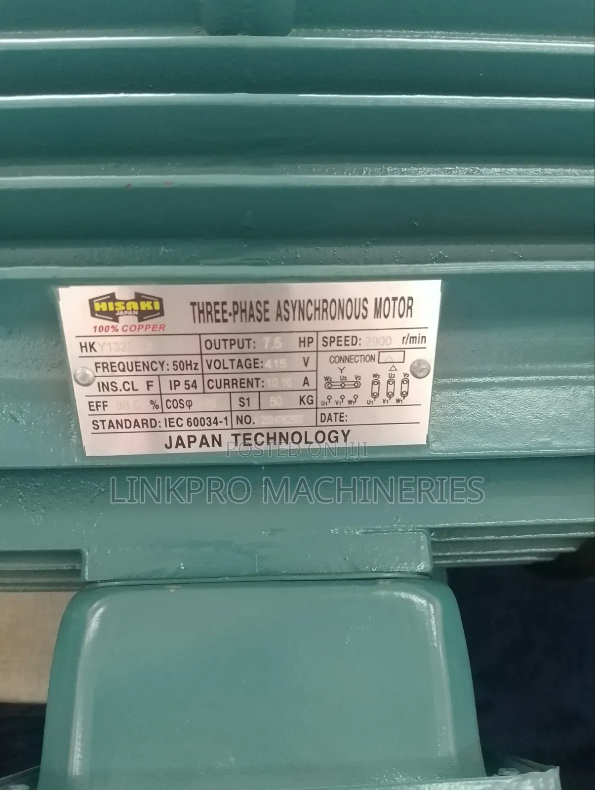 Hisaki Japan 7.5hp Three Phase High Speed Motor