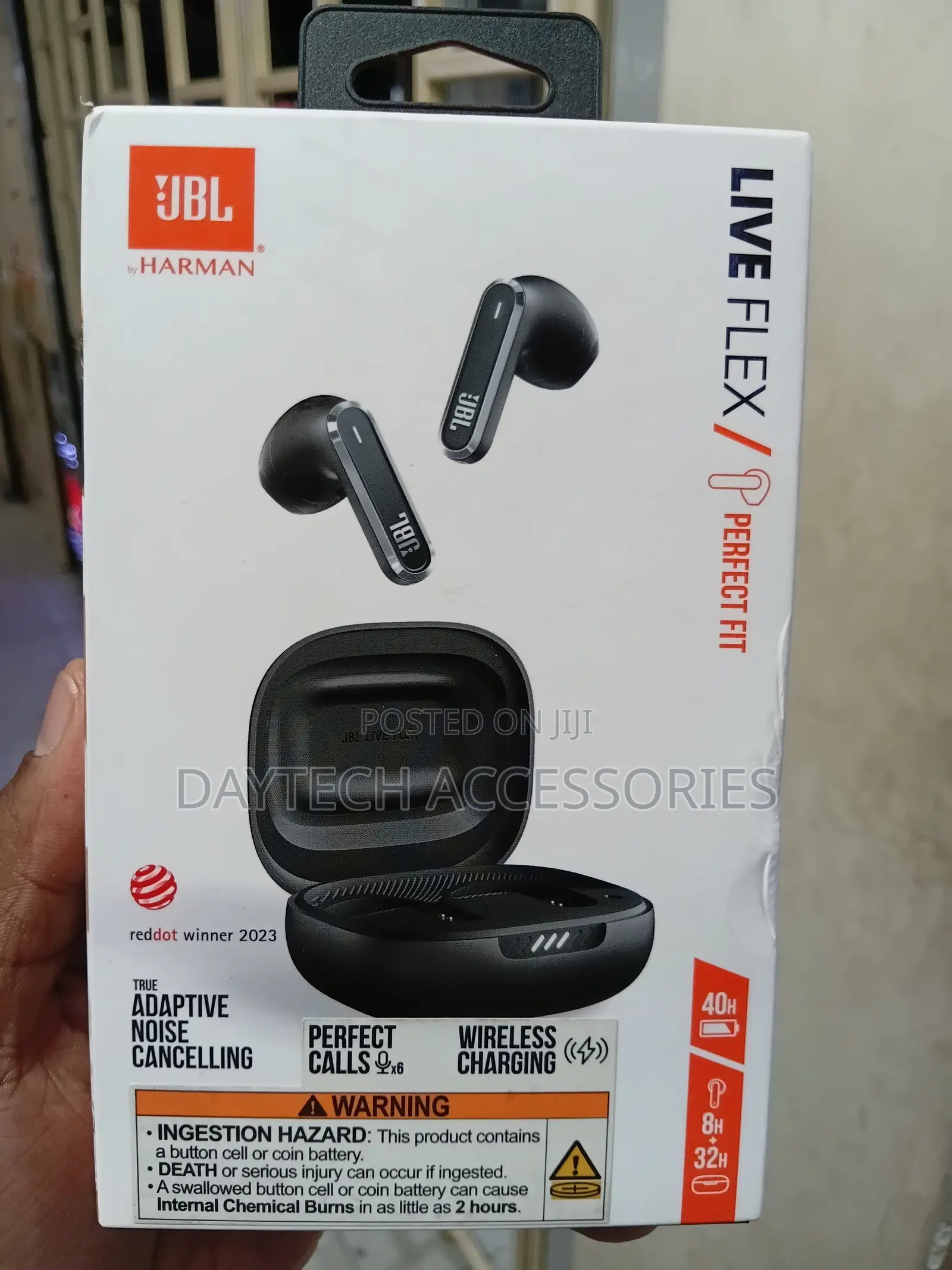These Are JBL Live Flex True Wireless Noise-Cancelling Earbuds Black.