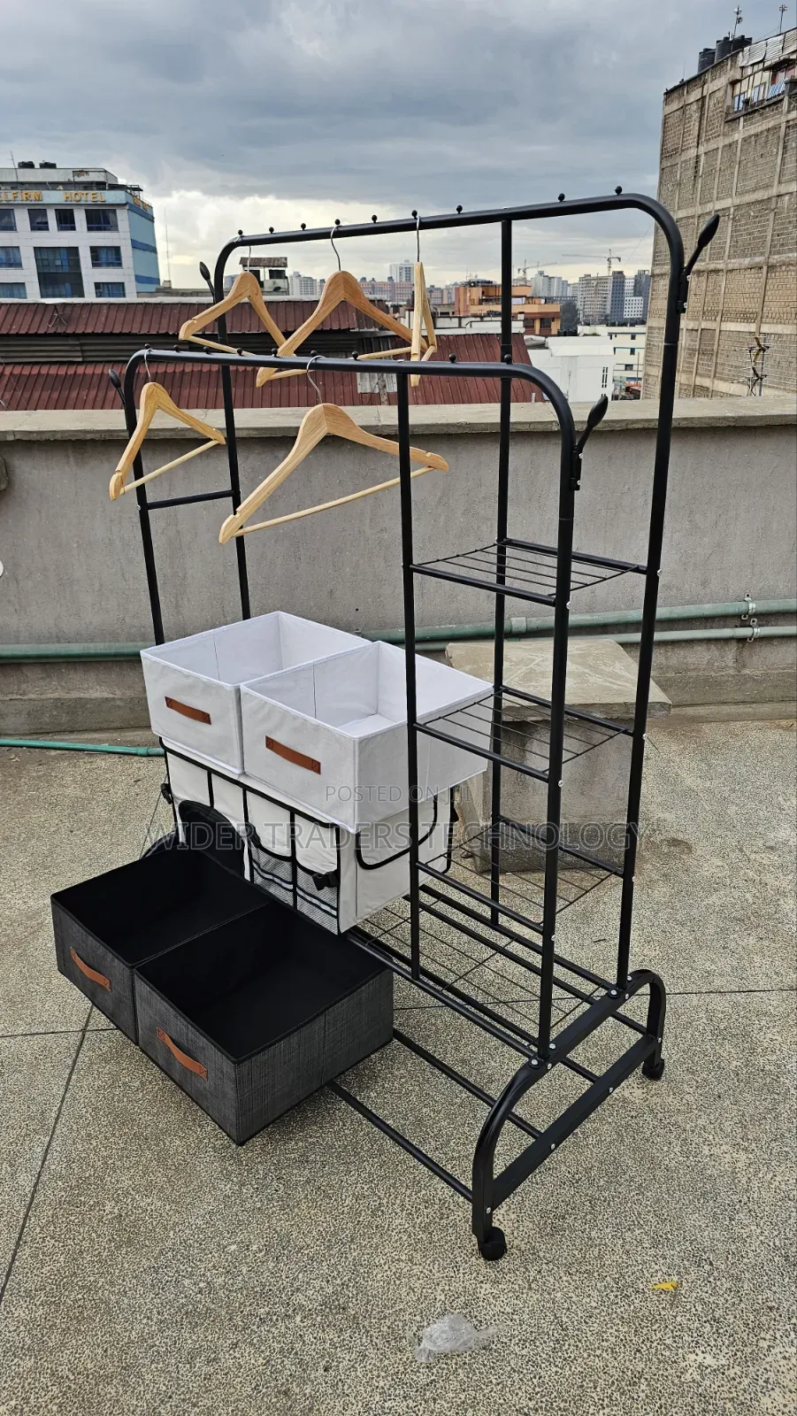 Double Layer Garment Rack Floor Standing 110 X150 X 57cm