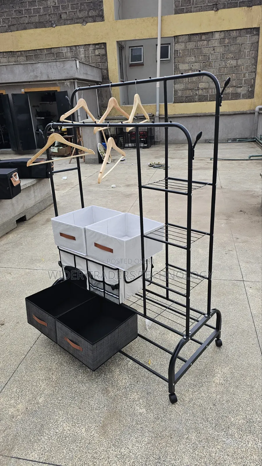 Double Layer Garment Rack Floor Standing 110 X150 X 57cm