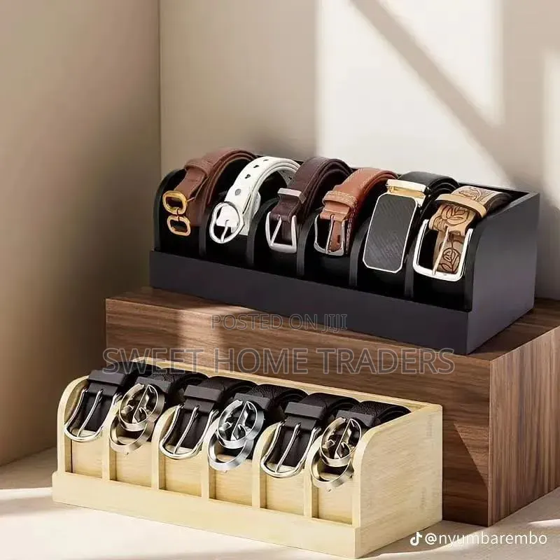 *6 Slot Premium Bamboo Belt Organizer* *