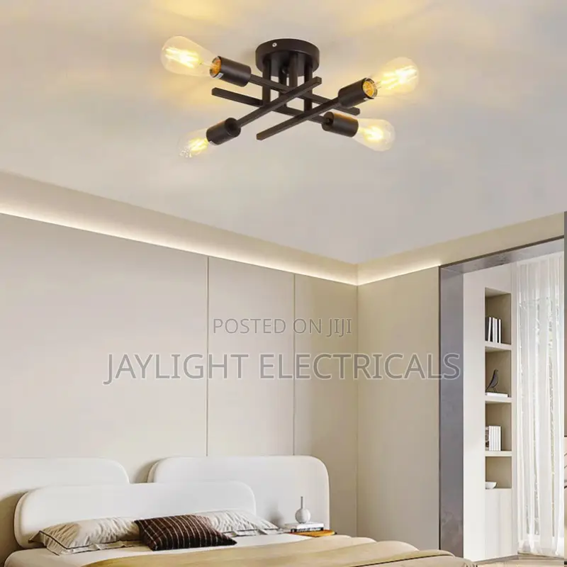 Decorative Semi-Recessed Ceiling Light - Black Satellite
