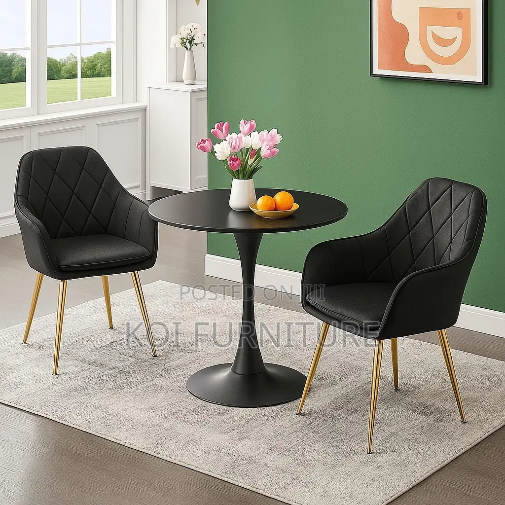 Coffee Table; Black Marble Round Eames Coffee Table