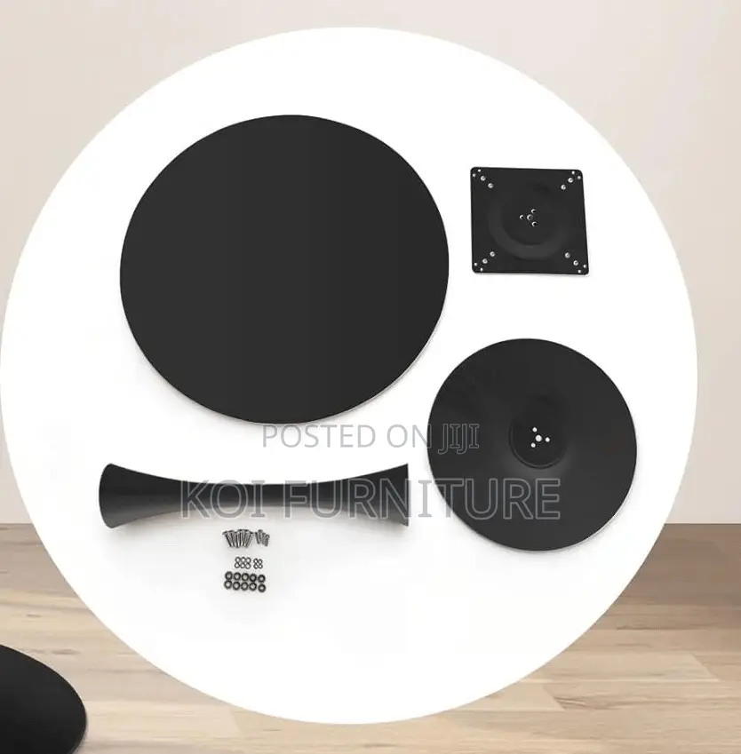 Coffee Table; Black Marble Round Eames Coffee Table