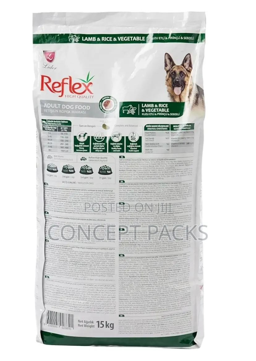 Reflex Adult Dog Food Lamb and Rice Vegetable 15 Kg