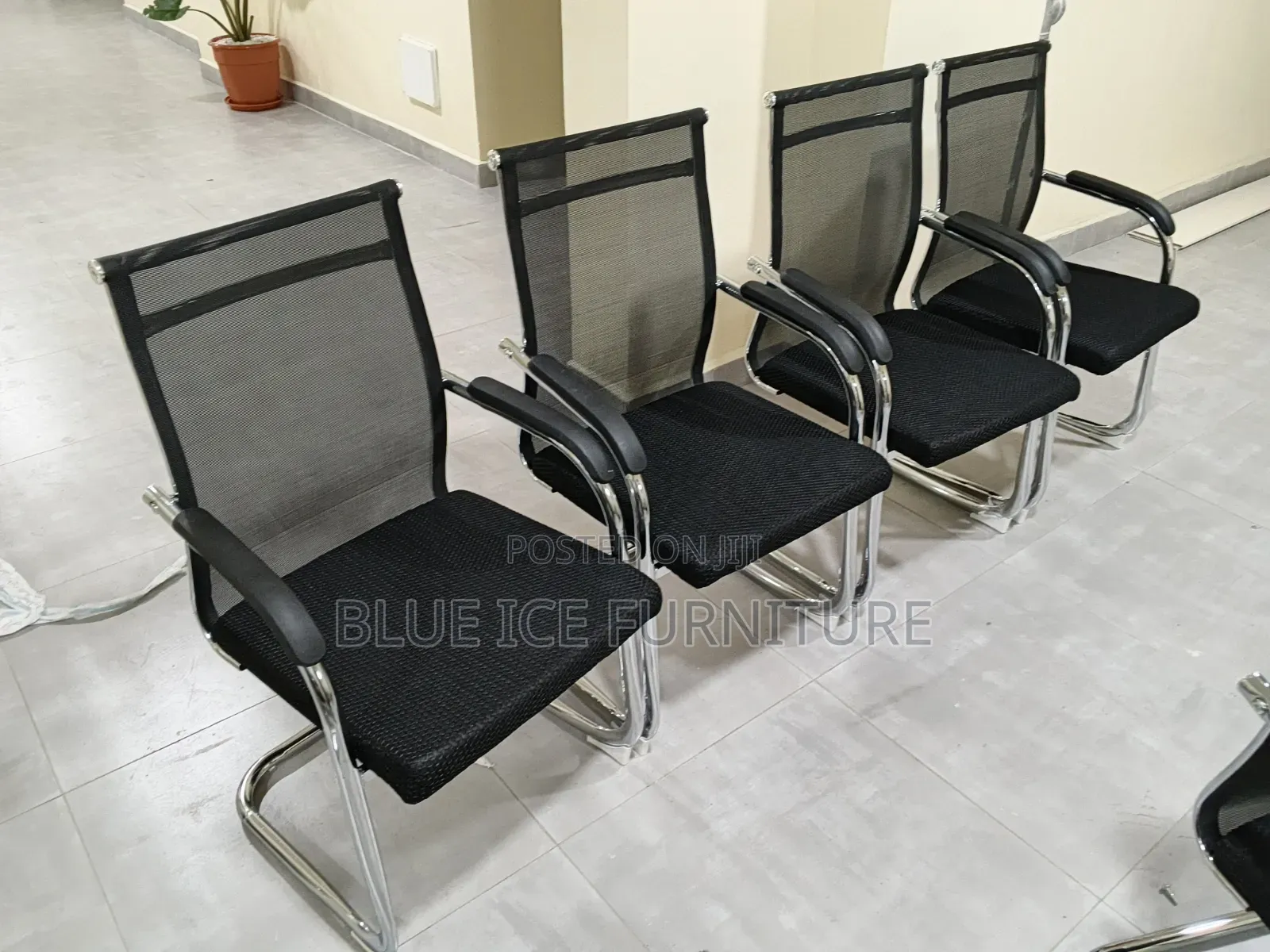 Office Waiting Chair With Metallic Armrest