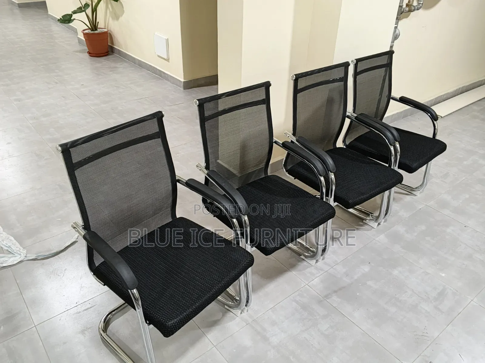 Office Waiting Chair With Metallic Armrest