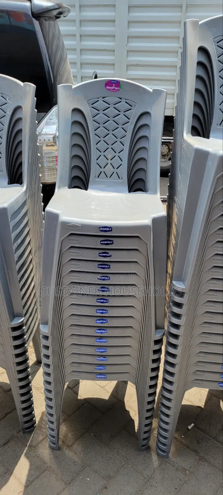 Grey Kenpoly Armless Plastic Chairs