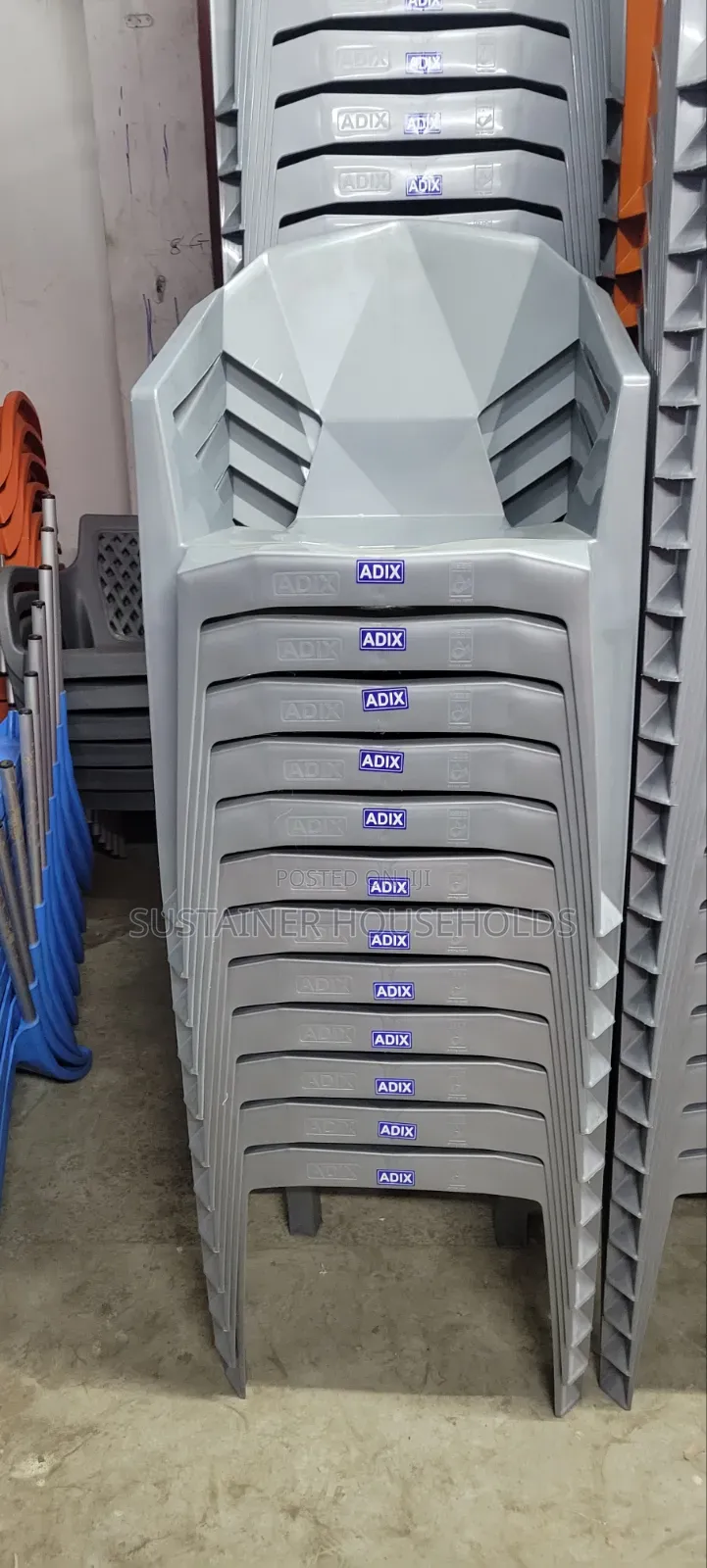 Grey Diamond Shaped Adix Plastic Chairs