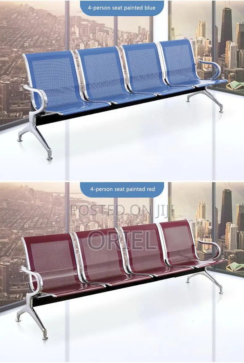 Office Bench : 4-Seater Blue Office Bench