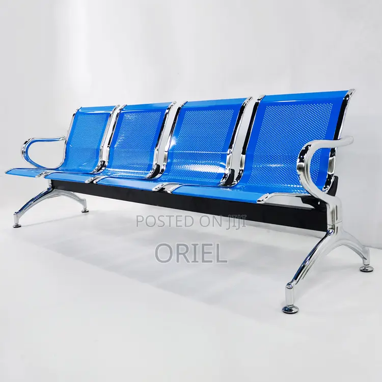Office Bench : 4-Seater Blue Office Bench