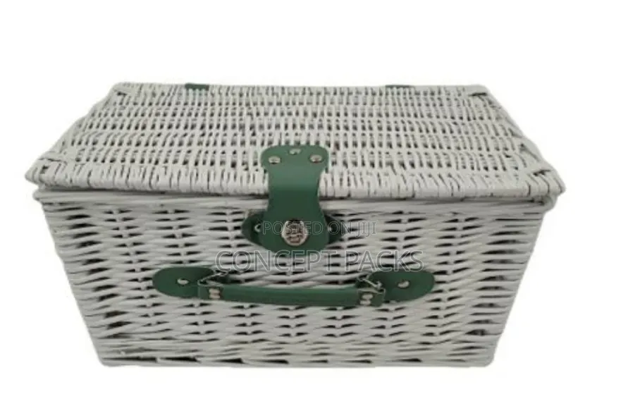 Picnic Basket for 2 People (White) Size: 38x28x26cm