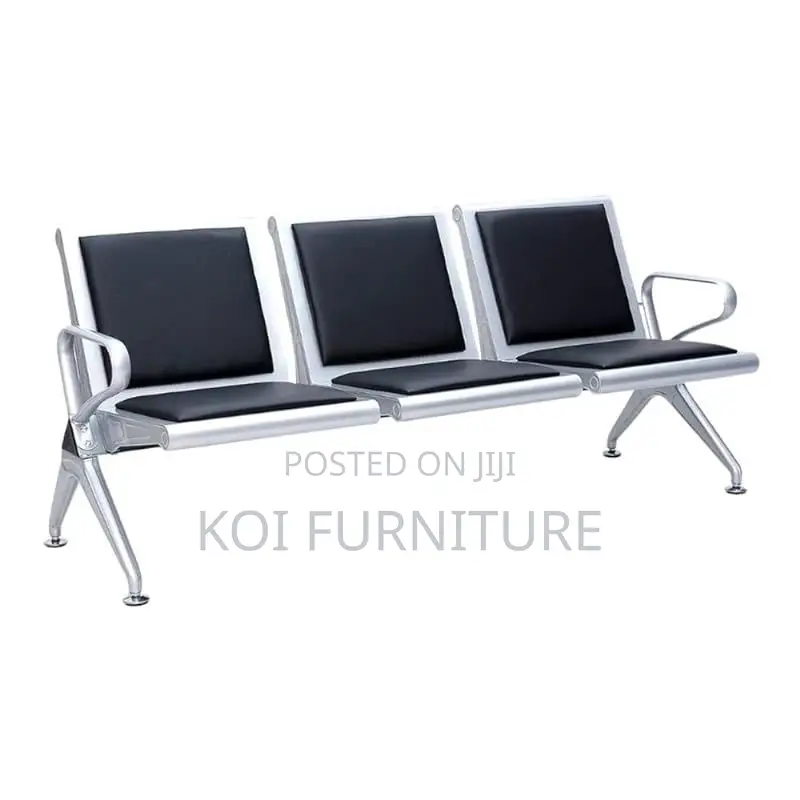 Benches; Leather Padded Three Seaters Reception Office Benches