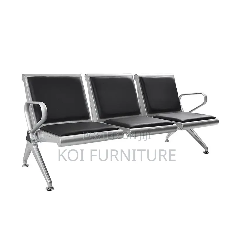 Benches; Leather Padded Three Seaters Reception Office Benches
