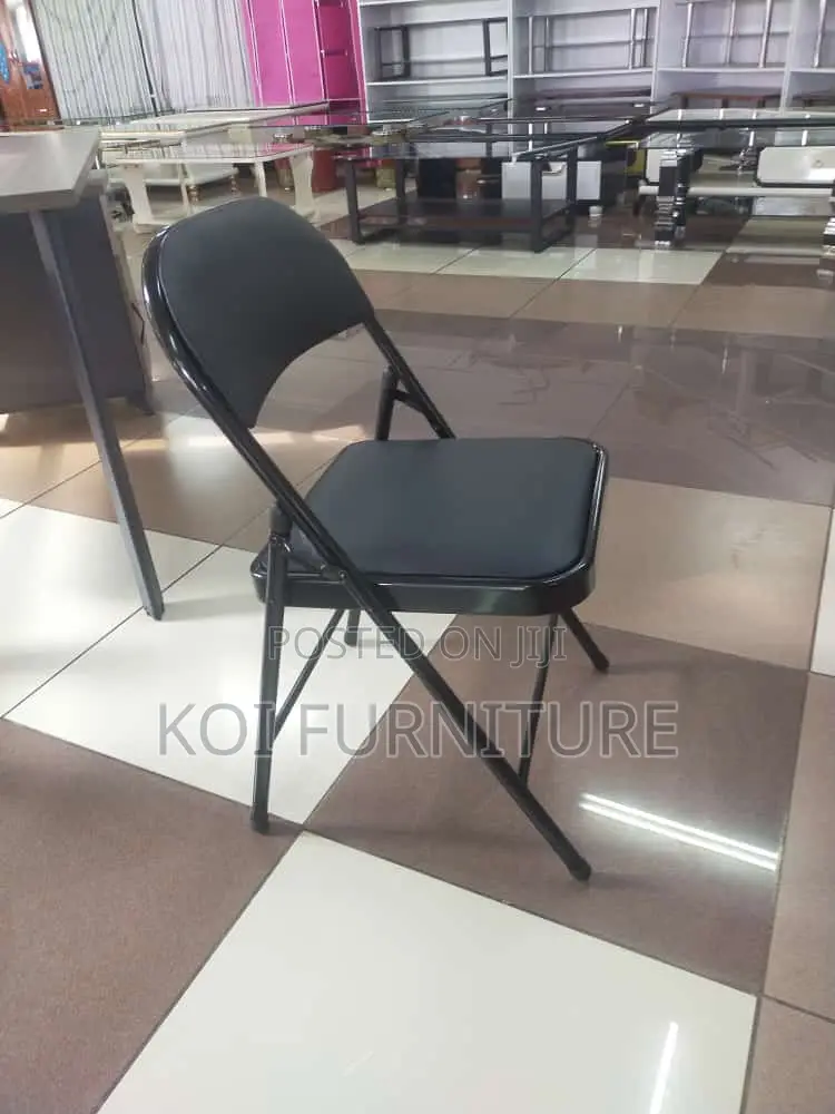 Office Chair : Armless Black Foldable Leather Chair