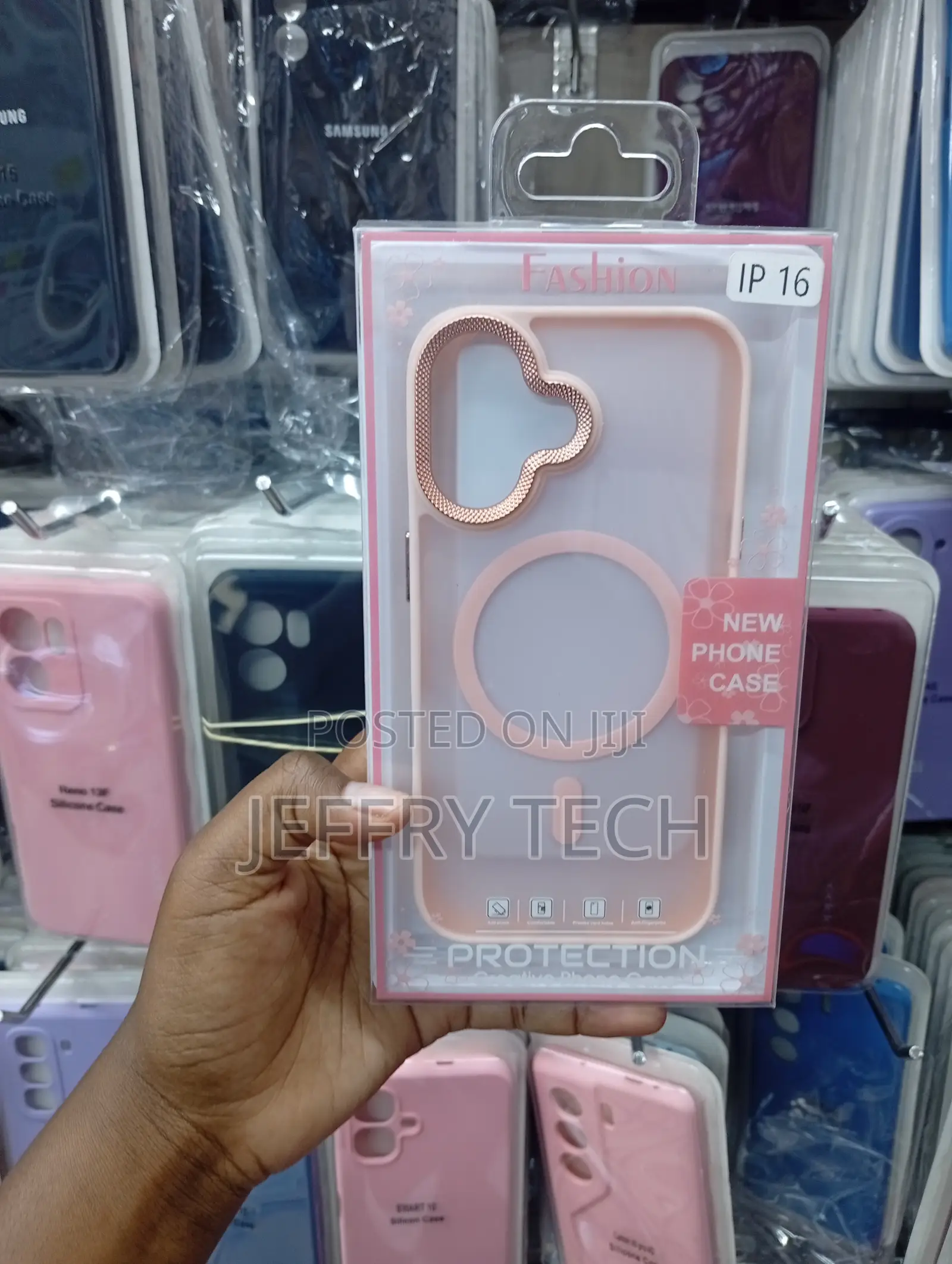 iPhone 16 Metallic Pink Camera Ring and a Magsafe Case
