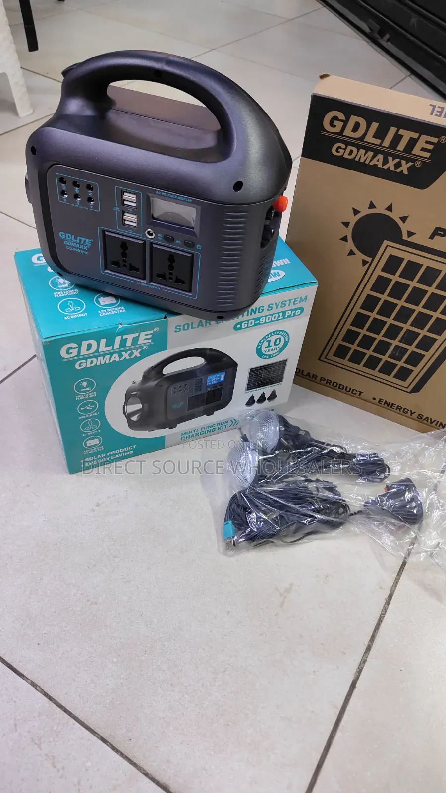 Heavy Duty Gdlite 150w Solar Generator Charging Kit .With Ac Adapter