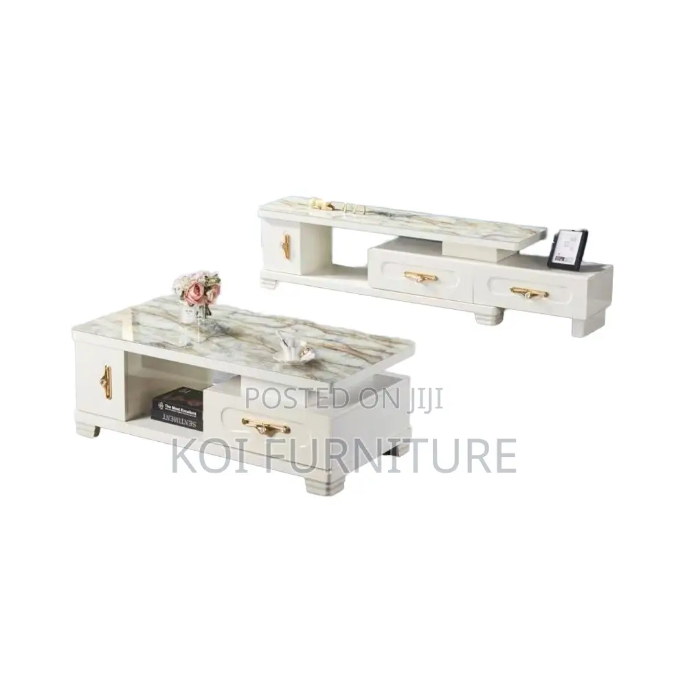 Coffee Table; Marble Home Living Room Coffee Table With Storage